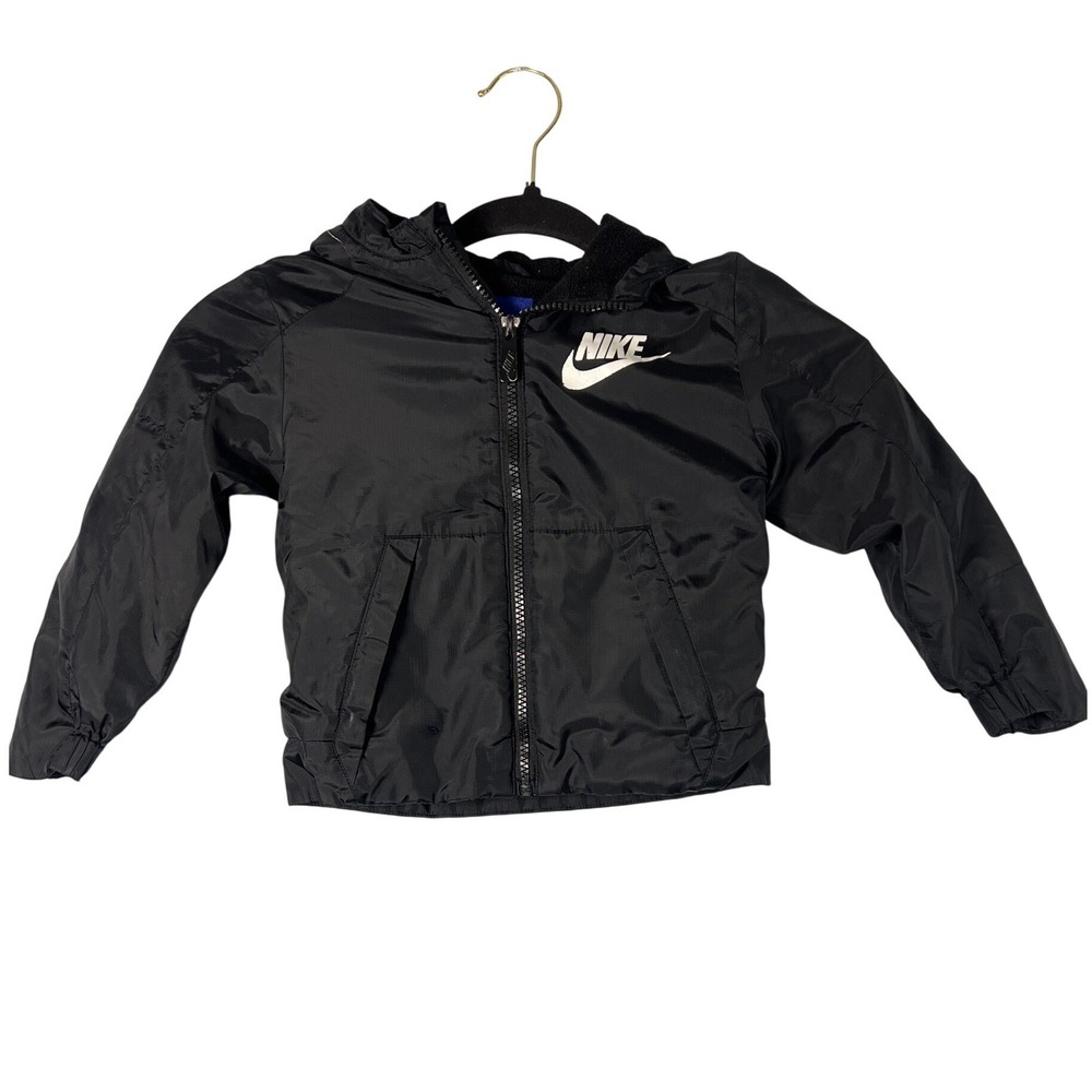 Nike Kids Black White Fleece Lined Wind Resistant Sporty Toddler Boy 3T Coat